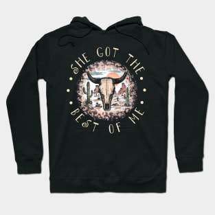 She Got The Best Of Me Country Music Leopard Bull Cactus Hoodie